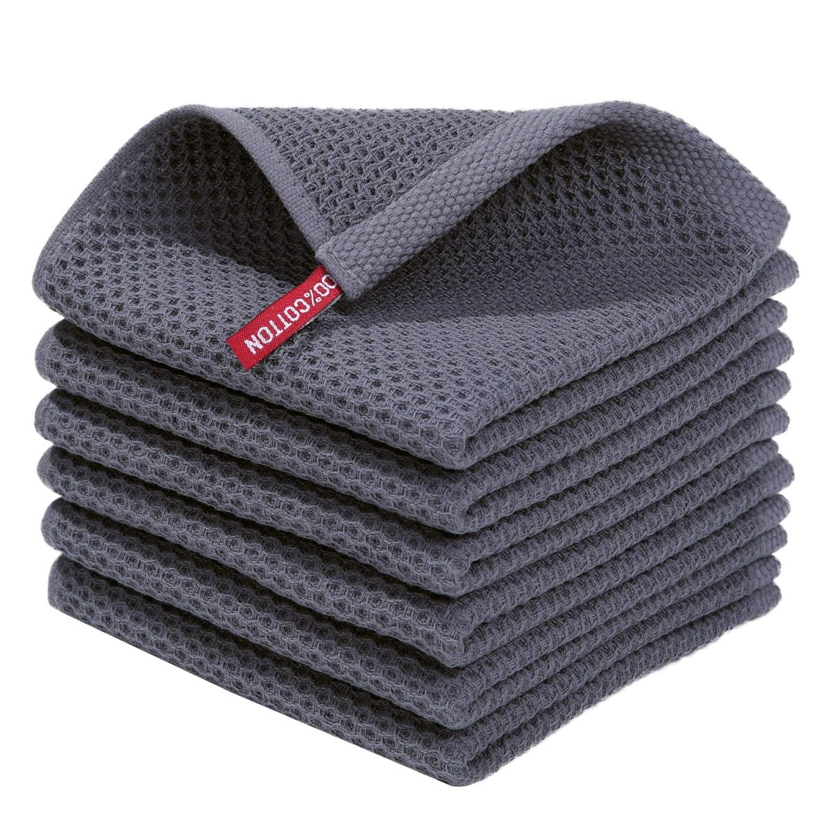 Cat Shop Boys - Homaxy 100% Cotton Waffle Weave Kitchen Dish Cloths, Ultra Soft Absorbent Quick Drying Dish Towels, 12 x 12 Inches, 6 - Pack, Dark Grey