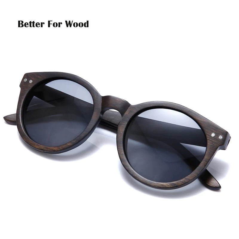 Cat Shop Boys - Hot Selling Summer Unisex Cateye Vintage Round Wood Sunglasses Women Polarized Lens Wooden Sun Glasses