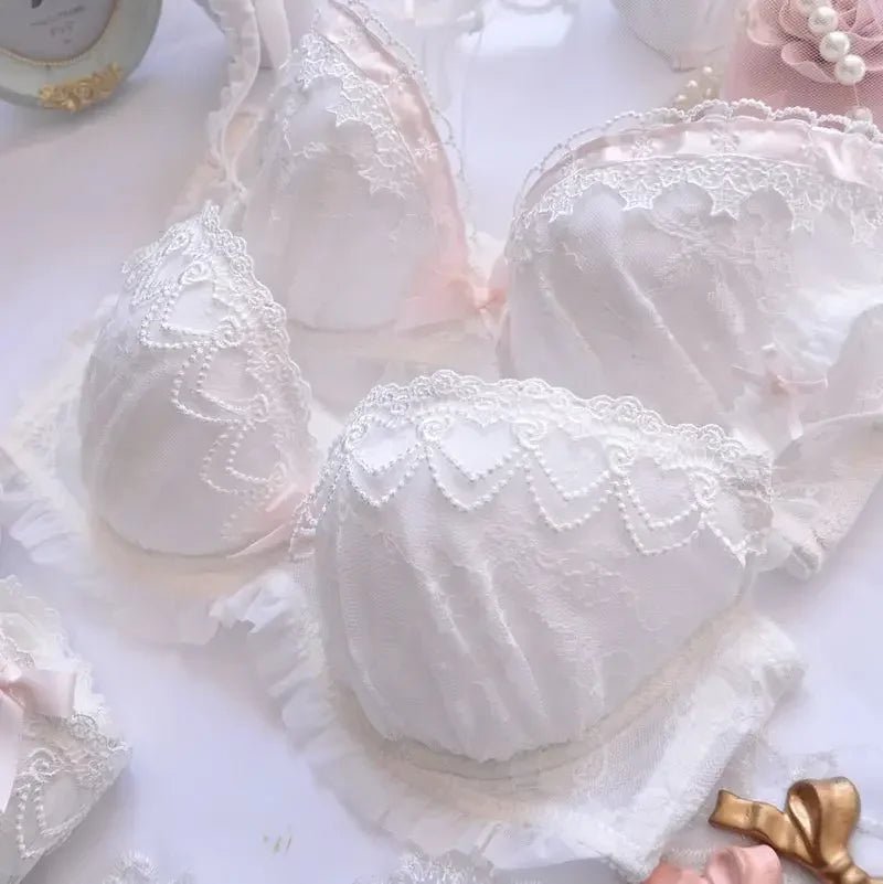 Cat Shop Boys - Japanese Water - soluble Embroidery Thin Cup Girl Cute Gathering Sexy Lingerie Set Large Bra Set