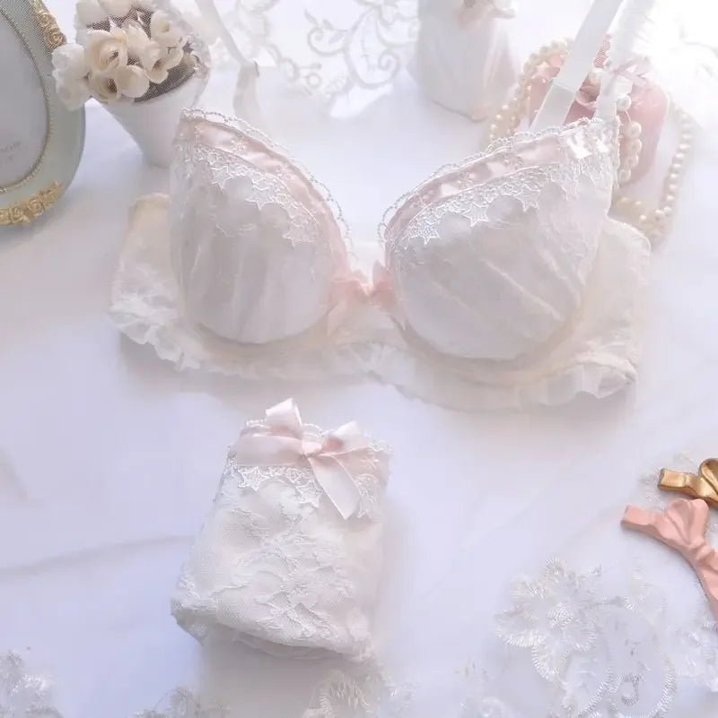 Cat Shop Boys - Japanese Water - soluble Embroidery Thin Cup Girl Cute Gathering Sexy Lingerie Set Large Bra Set