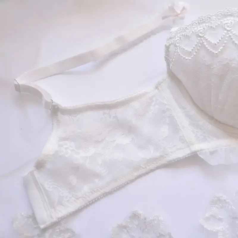 Cat Shop Boys - Japanese Water - soluble Embroidery Thin Cup Girl Cute Gathering Sexy Lingerie Set Large Bra Set