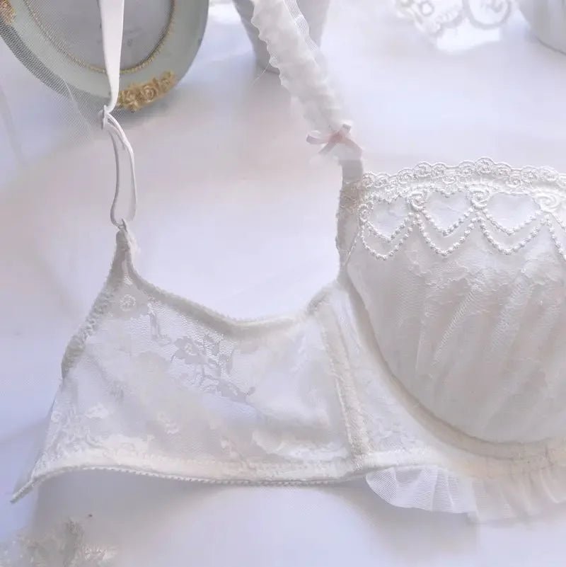 Cat Shop Boys - Japanese Water - soluble Embroidery Thin Cup Girl Cute Gathering Sexy Lingerie Set Large Bra Set