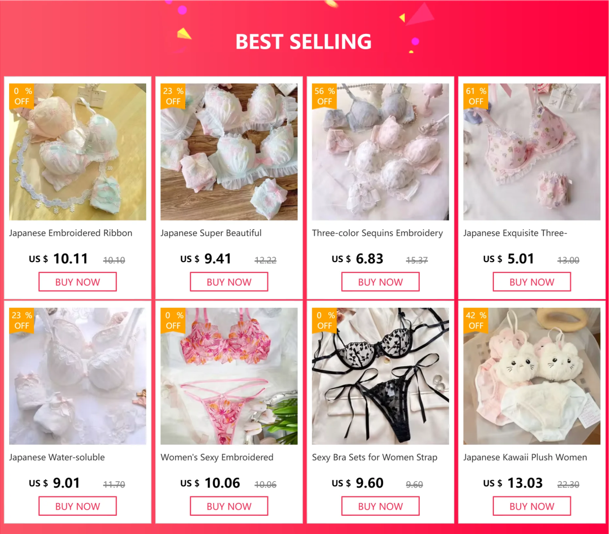 Cat Shop Boys - Japanese Water - soluble Embroidery Thin Cup Girl Cute Gathering Sexy Lingerie Set Large Bra Set