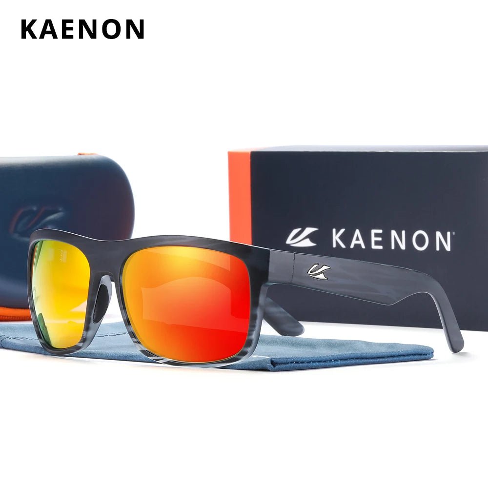 Cat Shop Boys - KAENON Outside Polarized Men Sunglasses Square BURNET XL Anti - Glare Sun Glasses TR90 Material Frame 1.1mm Enhanced Lens CE