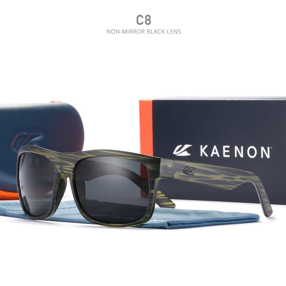 Cat Shop Boys - KAENON Outside Polarized Men Sunglasses Square BURNET XL Anti - Glare Sun Glasses TR90 Material Frame 1.1mm Enhanced Lens CE