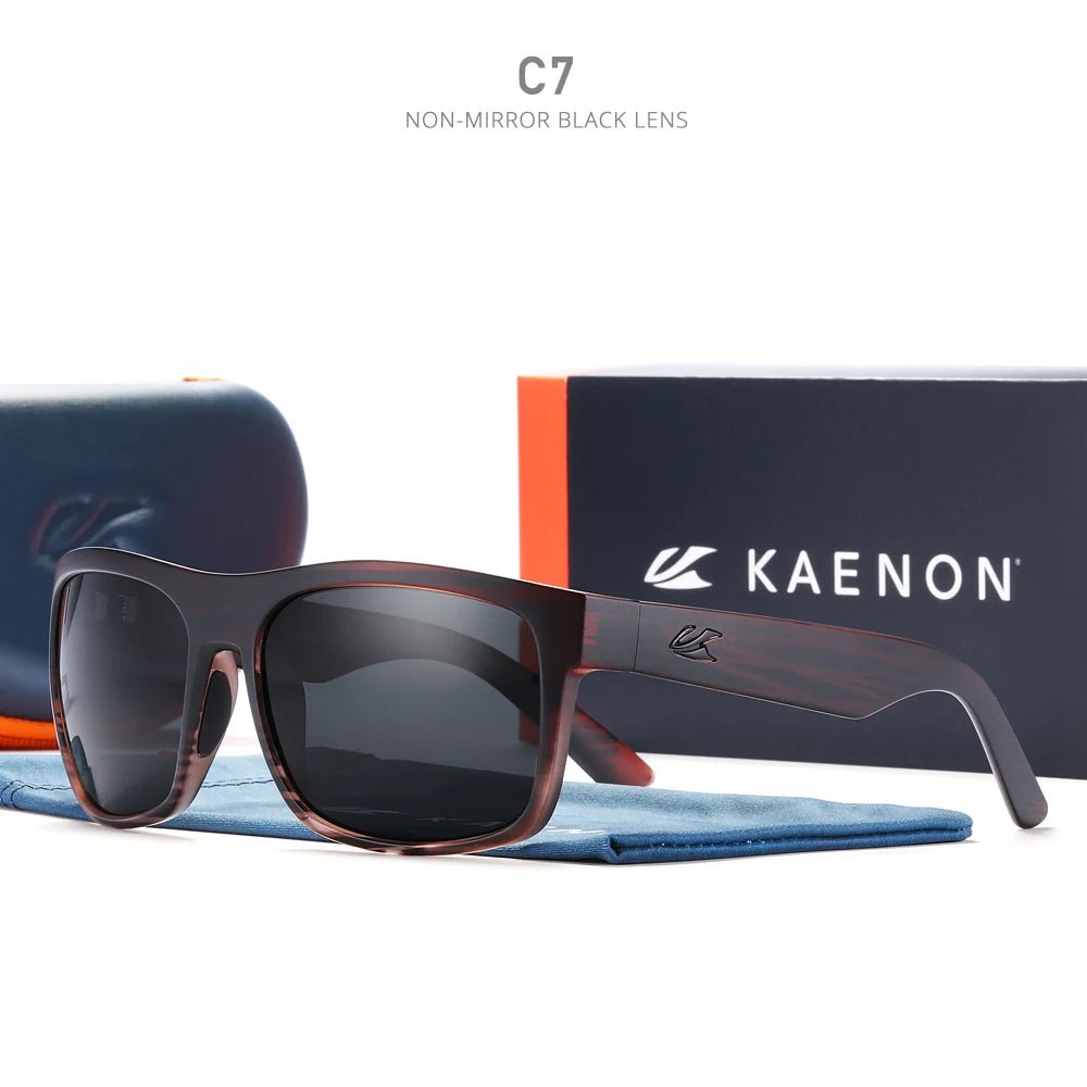 Cat Shop Boys - KAENON Outside Polarized Men Sunglasses Square BURNET XL Anti - Glare Sun Glasses TR90 Material Frame 1.1mm Enhanced Lens CE