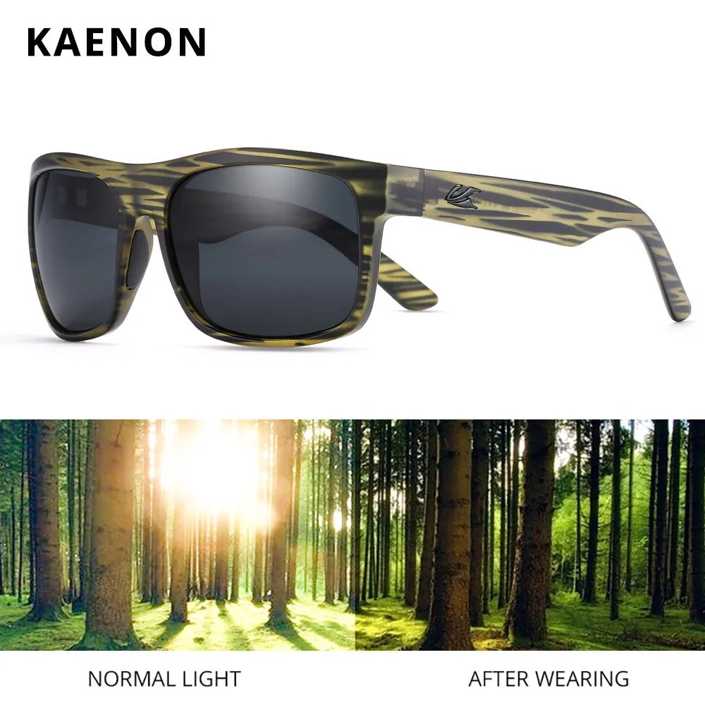 Cat Shop Boys - KAENON Outside Polarized Men Sunglasses Square BURNET XL Anti - Glare Sun Glasses TR90 Material Frame 1.1mm Enhanced Lens CE