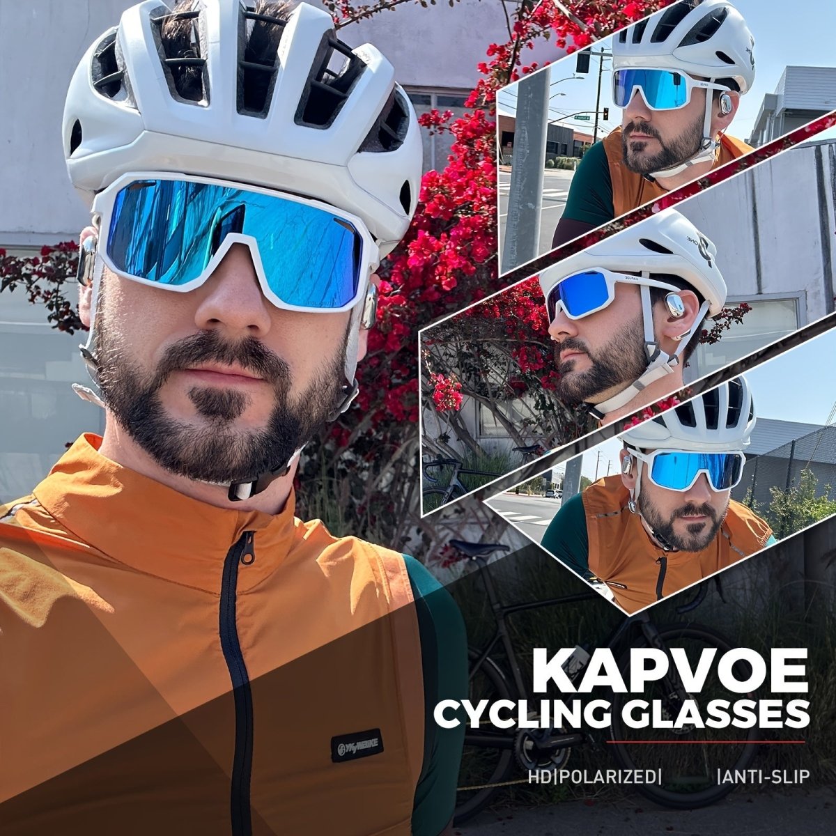 Cat Shop Boys - KAPVOE Polarized Cycling Glasses For Men Women, Eyewear Cycling Glasses, Mountain Road Bike Glasses, For Outdoor Sports Cycling Driving Fishing Running Golf Beach