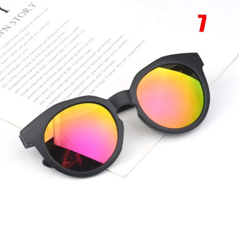 Cat Shop Boys - Kids Sunglasses Colorful Reflective Mirror Hot Sale Boys Girls Children Classic Retro Cute Sun Glasses Round Eyewear UV400