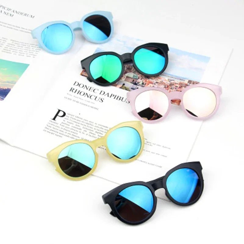 Cat Shop Boys - Kids Sunglasses Colorful Reflective Mirror Hot Sale Boys Girls Children Classic Retro Cute Sun Glasses Round Eyewear UV400