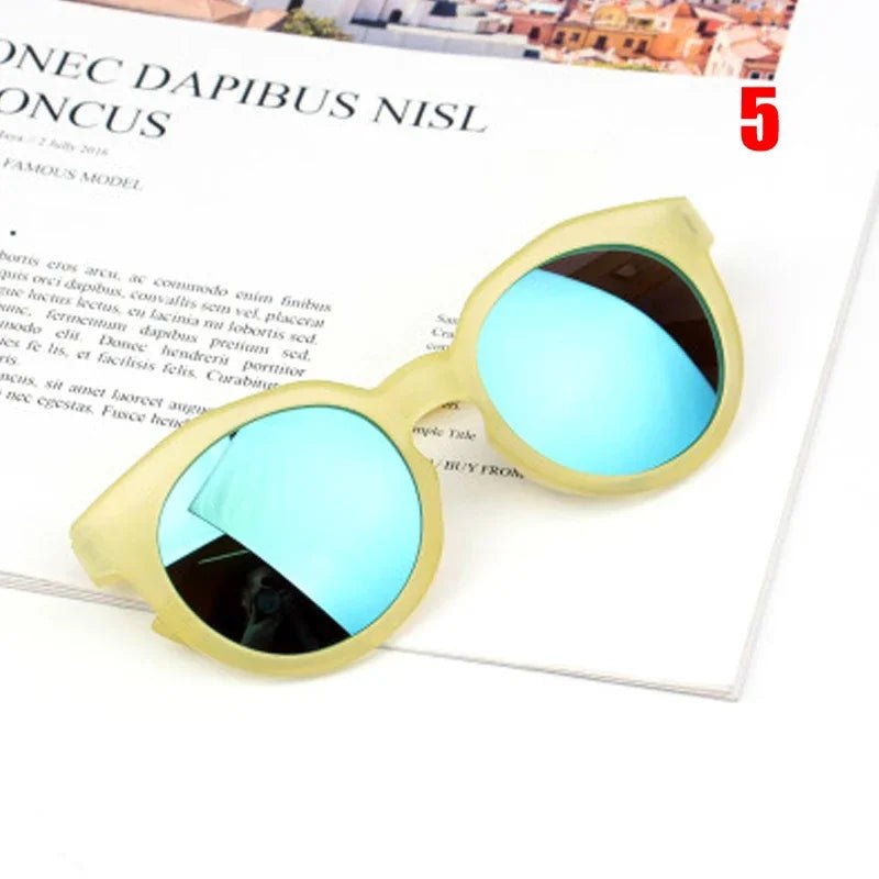 Cat Shop Boys - Kids Sunglasses Colorful Reflective Mirror Hot Sale Boys Girls Children Classic Retro Cute Sun Glasses Round Eyewear UV400