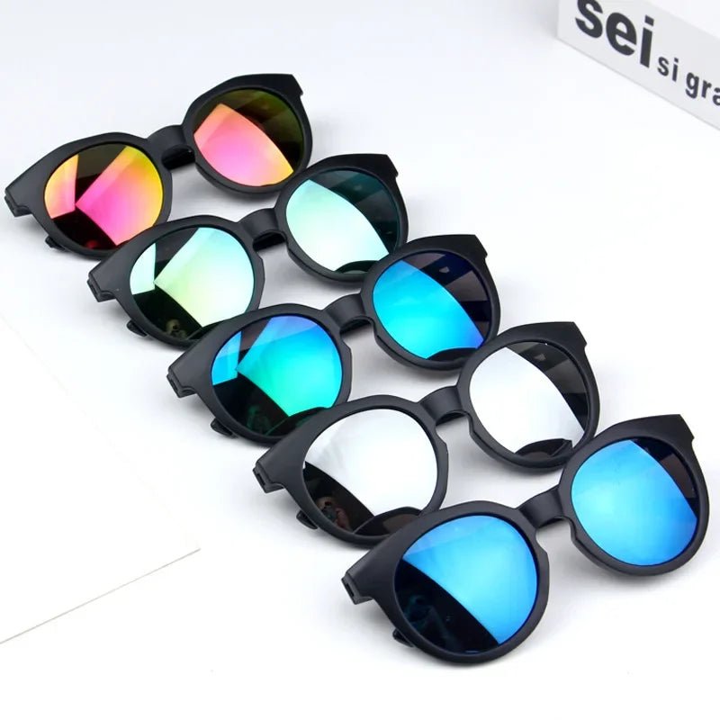 Cat Shop Boys - Kids Sunglasses Colorful Reflective Mirror Hot Sale Boys Girls Children Classic Retro Cute Sun Glasses Round Eyewear UV400