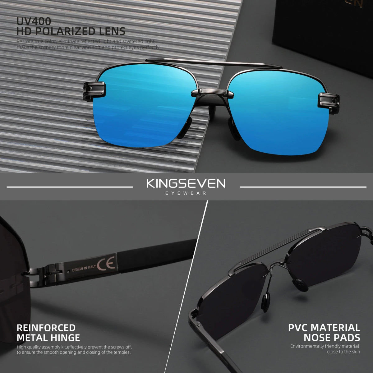 Cat Shop Boys - KINGSEVEN Design Sunglasses Women Polarized Gradient Sun glasses High Quality Semi - Rimless Frame Oculos De Sol Masculino