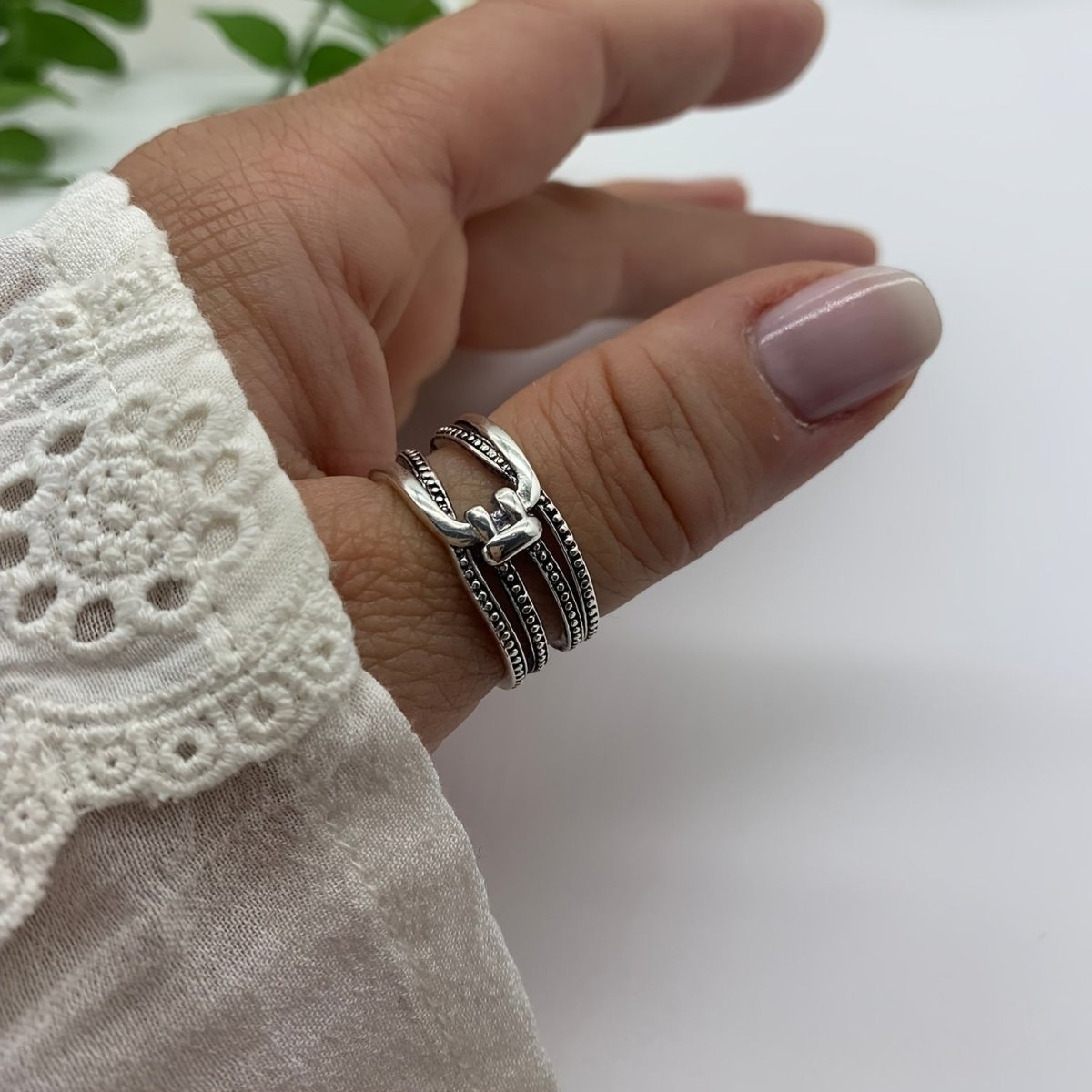 Cat Shop Boys - Knot Weaved Layered Thumb Ring, Dainty Dot Ring, Chunky Ring, Boho Ring For Women, Adjustable Ring, Her Gifts For Women