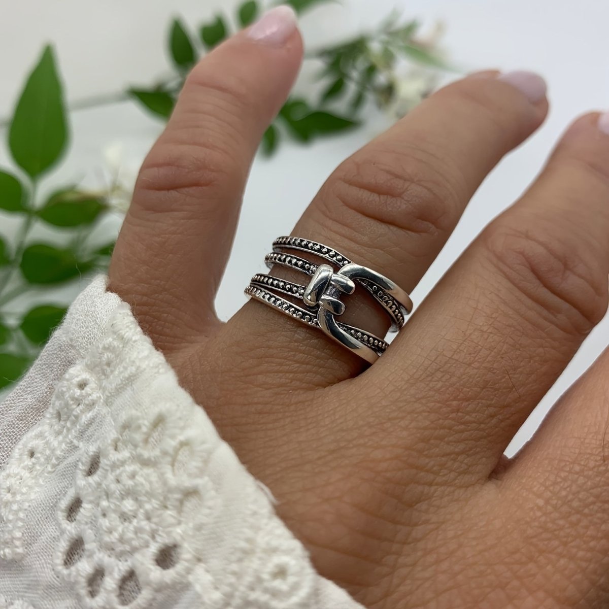 Cat Shop Boys - Knot Weaved Layered Thumb Ring, Dainty Dot Ring, Chunky Ring, Boho Ring For Women, Adjustable Ring, Her Gifts For Women