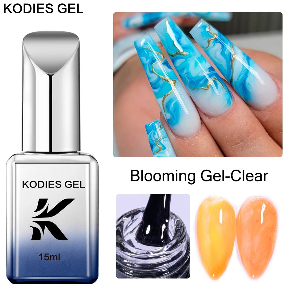 Cat Shop Boys - KODIES GEL Clear Blooming Gel Nail Polish 15ML UV/LED Blossom Soak Off Marvel Gel Glue For Spreading Effect Marble Nail Polish