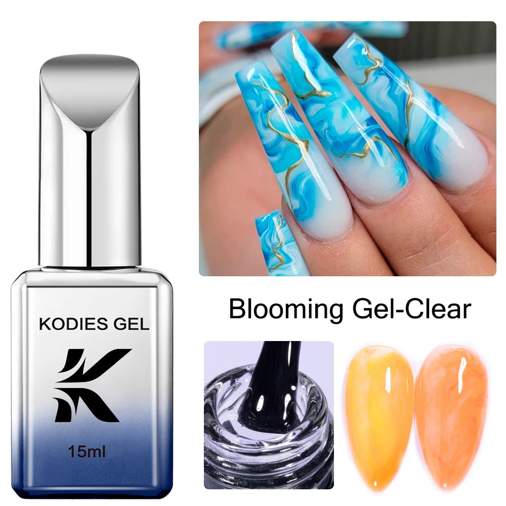 Cat Shop Boys - KODIES GEL Clear Blooming Gel Nail Polish 15ML UV/LED Blossom Soak Off Marvel Gel Glue For Spreading Effect Marble Nail Polish