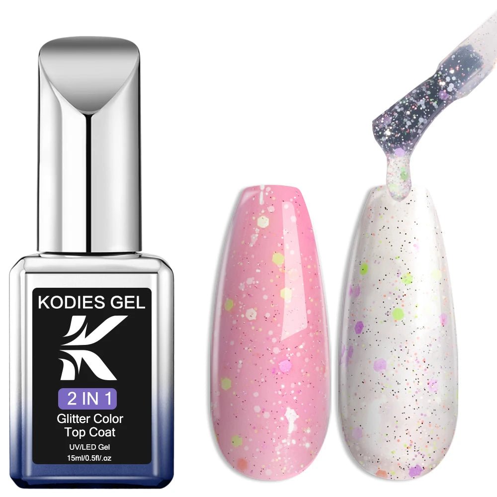 Cat Shop Boys - KODIES GEL Diamond Top Coat for Nail Varnish 15ML Super Shine UV Gel Nail Polish Soak Off Semi Permanent Glitter Topcoat No Wipe