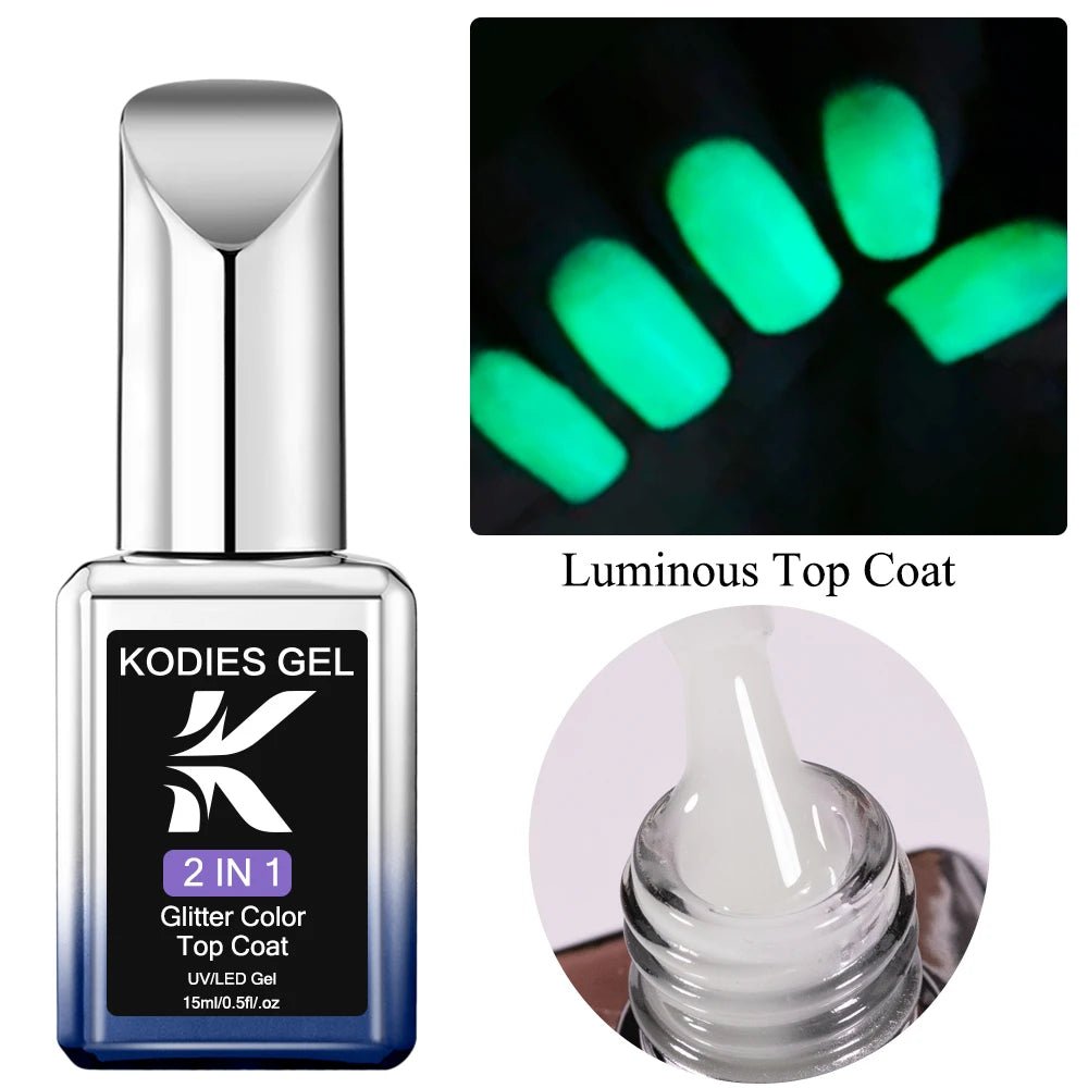 Cat Shop Boys - KODIES GEL Diamond Top Coat for Nail Varnish 15ML Super Shine UV Gel Nail Polish Soak Off Semi Permanent Glitter Topcoat No Wipe