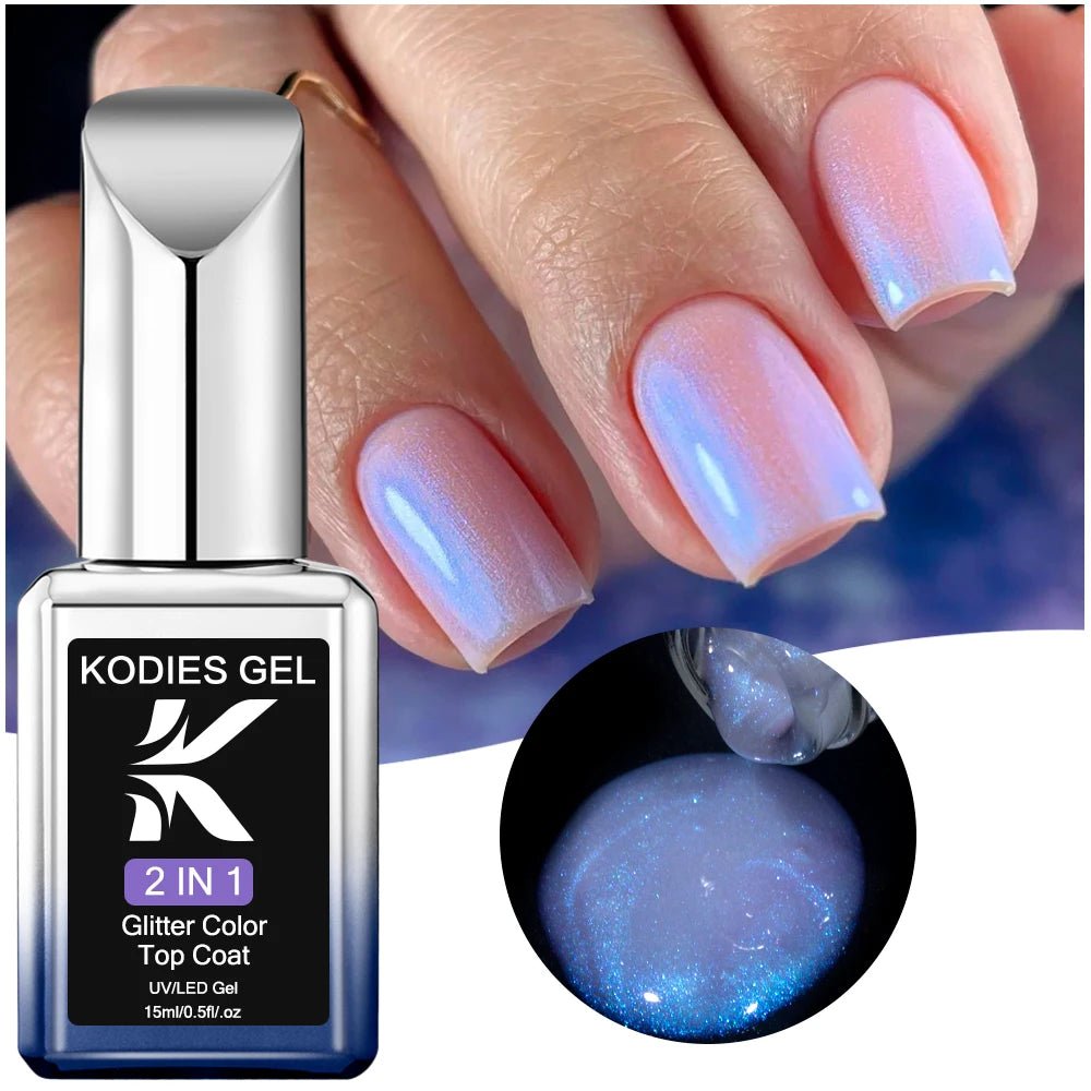 Cat Shop Boys - KODIES GEL Diamond Top Coat for Nail Varnish 15ML Super Shine UV Gel Nail Polish Soak Off Semi Permanent Glitter Topcoat No Wipe