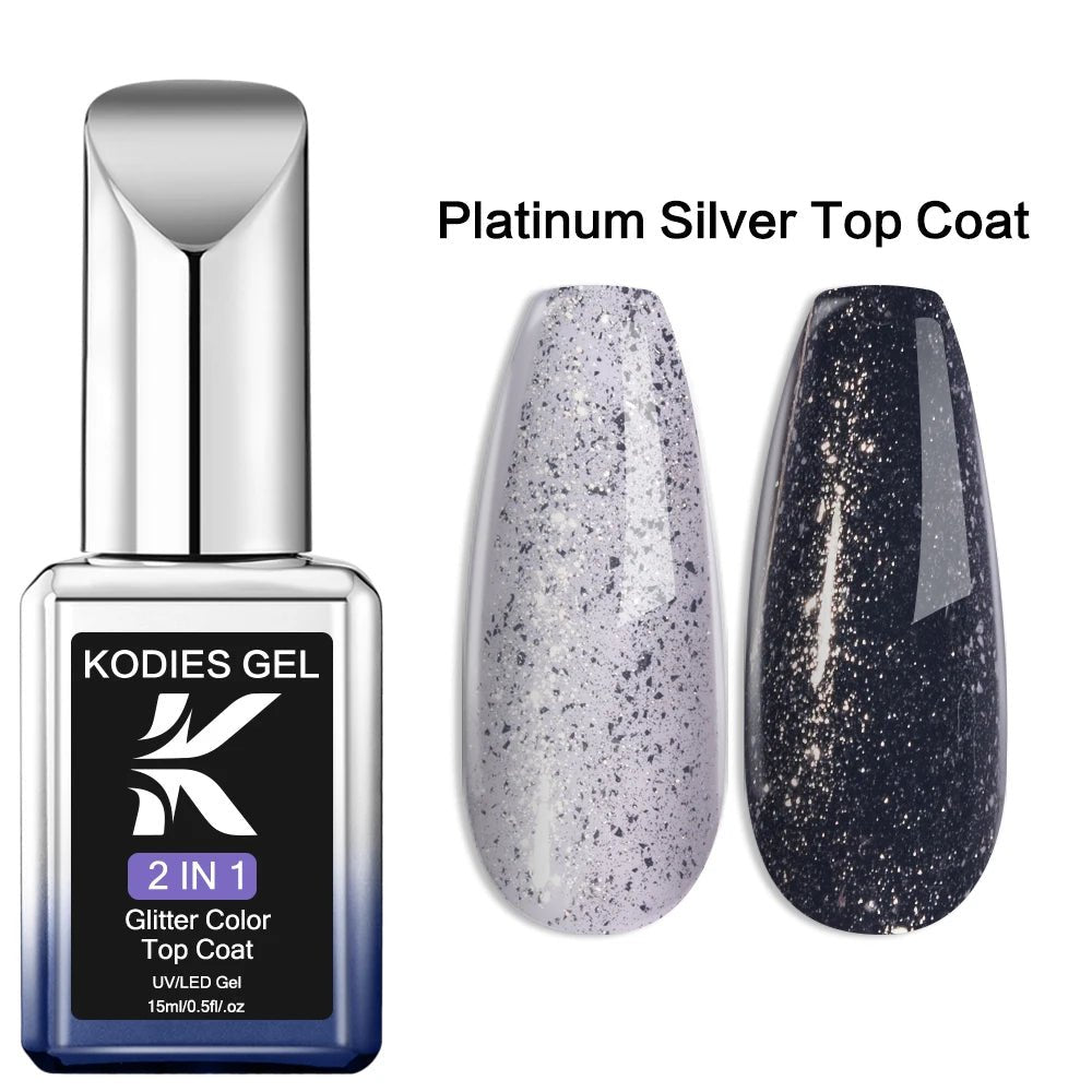 Cat Shop Boys - KODIES GEL Diamond Top Coat for Nail Varnish 15ML Super Shine UV Gel Nail Polish Soak Off Semi Permanent Glitter Topcoat No Wipe