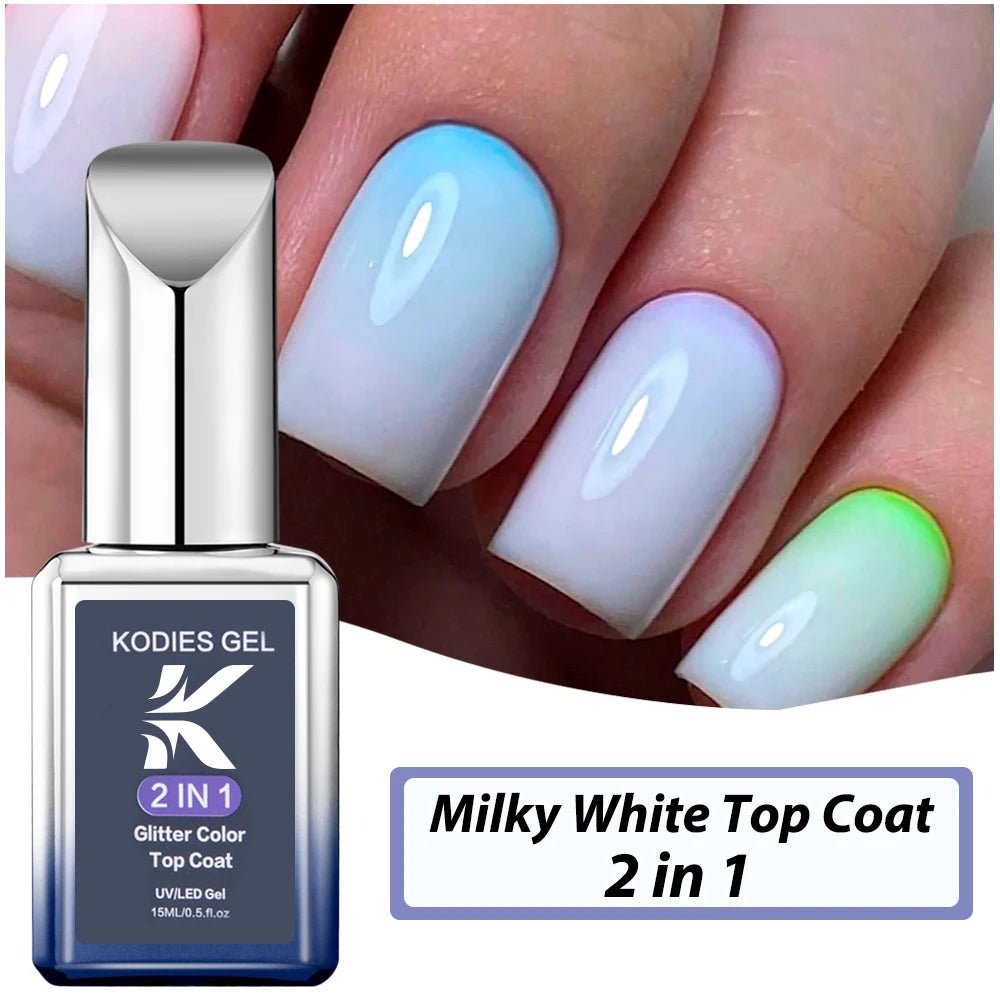 Cat Shop Boys - KODIES GEL Diamond Top Coat for Nail Varnish 15ML Super Shine UV Gel Nail Polish Soak Off Semi Permanent Glitter Topcoat No Wipe