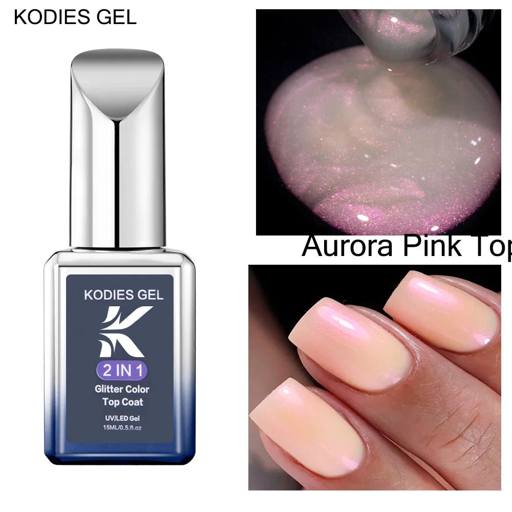 Cat Shop Boys - KODIES GEL Diamond Top Coat for Nail Varnish 15ML Super Shine UV Gel Nail Polish Soak Off Semi Permanent Glitter Topcoat No Wipe