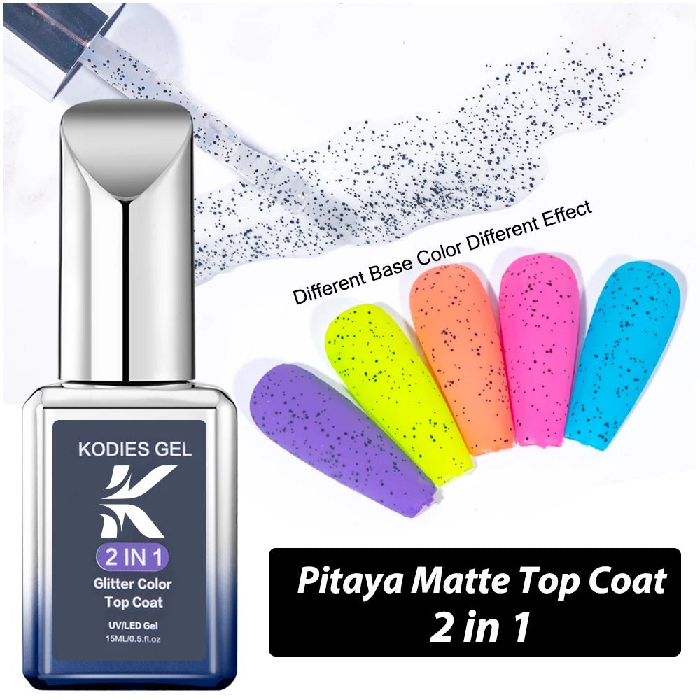 Cat Shop Boys - KODIES GEL Diamond Top Coat for Nail Varnish 15ML Super Shine UV Gel Nail Polish Soak Off Semi Permanent Glitter Topcoat No Wipe