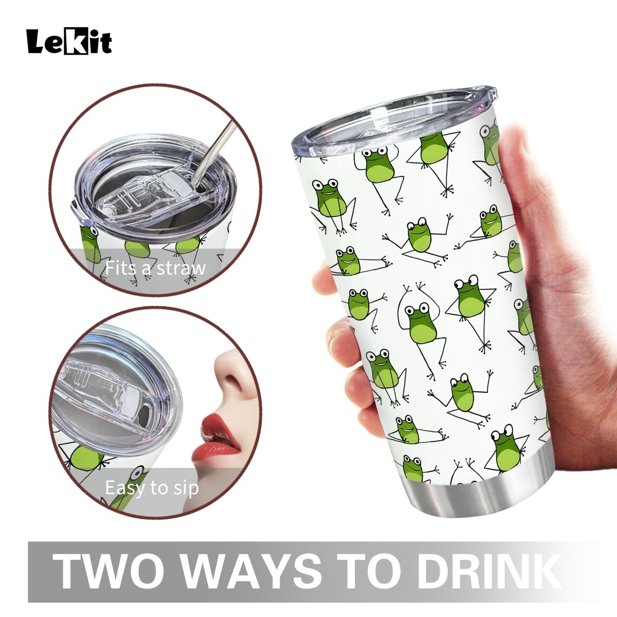 Cat Shop Boys - LeKit 20oz Dancing Frog Insulated Stainless Steel Tumbler with Lid - Leakproof, BPA - Free Travel Mug for Hot and Cold Drinks - Perfect Gift for Family, Friends, Teachers on Valentine's Day, Birthdays & More