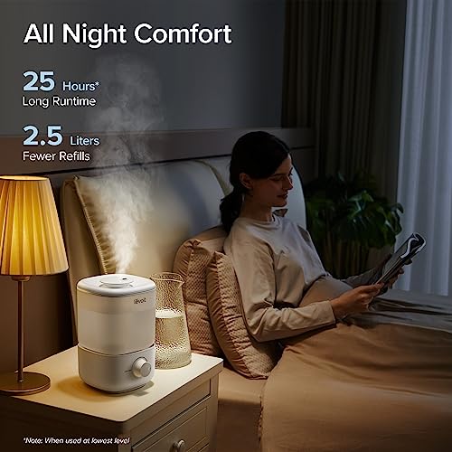 Cat Shop Boys - LEVOIT Top Fill Humidifiers for Bedroom, 2.5L Tank for Large Room, Easy to Fill & Clean, 28dB Quiet Cool Mist Air Humidifier for Home Baby Nursery & Plants, Auto Shut - off and BPA - Free for Safety, 25H