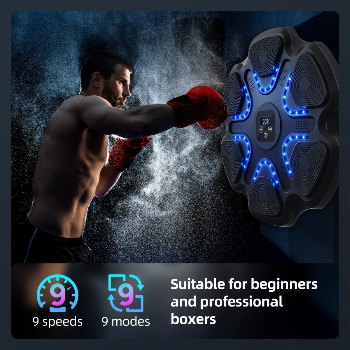 Cat Shop Boys - LOVEWE Music Boxing Trainer with Gloves - Interactive Fitness & Reflex Training Gear for Adults, USB Rechargeable, Wireless - Enabled, Wall - Mounted Boxing Target with LED Lights & Sound, Home Workout Equipment