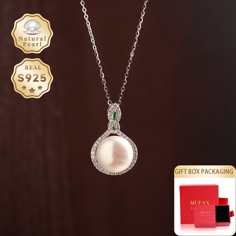 Cat Shop Boys - Luxurious 10 - 11mm Freshwater Pearl Pendant Necklace - S925 Sterling Silver, Versatile Style, Natural Pearls with Unique Shape and Color, Growth Traces, and Random Pattern - Gift Box Included, Perfect for Ladies' Fashion and S