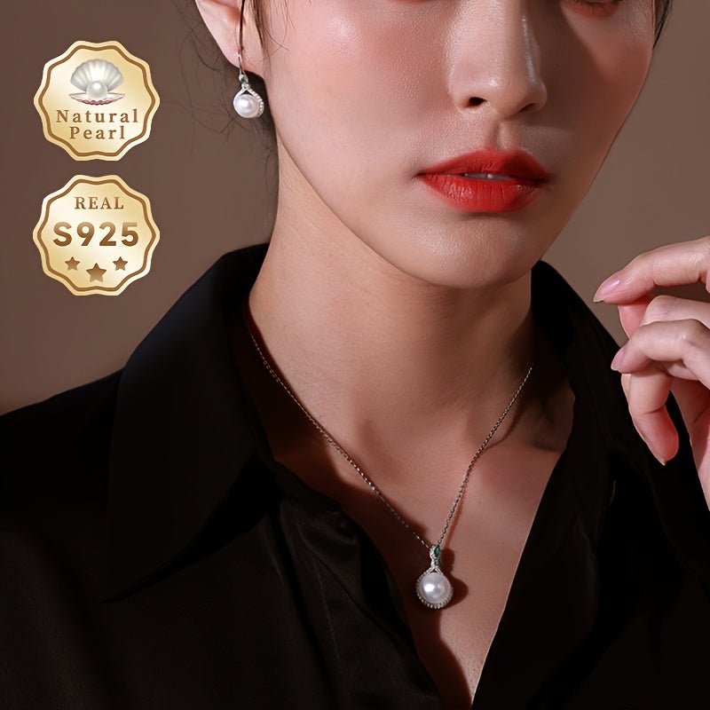 Cat Shop Boys - Luxurious 10 - 11mm Freshwater Pearl Pendant Necklace - S925 Sterling Silver, Versatile Style, Natural Pearls with Unique Shape and Color, Growth Traces, and Random Pattern - Gift Box Included, Perfect for Ladies' Fashion and S