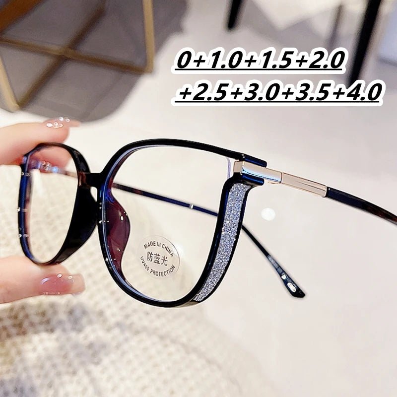 Cat Shop Boys - Luxury Far Sight Reading Glasses for Women Blue Light Blocking Computer Eyewear New Trendy Cat Eye Eyeglasses for Women Men