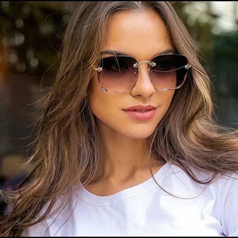 Cat Shop Boys - Luxury Sunglasses Europe and The United States Rimless Square Fashion Glasses Ladies Street Shoot Catwalk Sunglasses