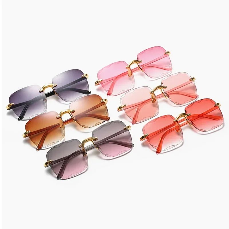 Cat Shop Boys - Luxury Sunglasses Europe and The United States Rimless Square Fashion Glasses Ladies Street Shoot Catwalk Sunglasses