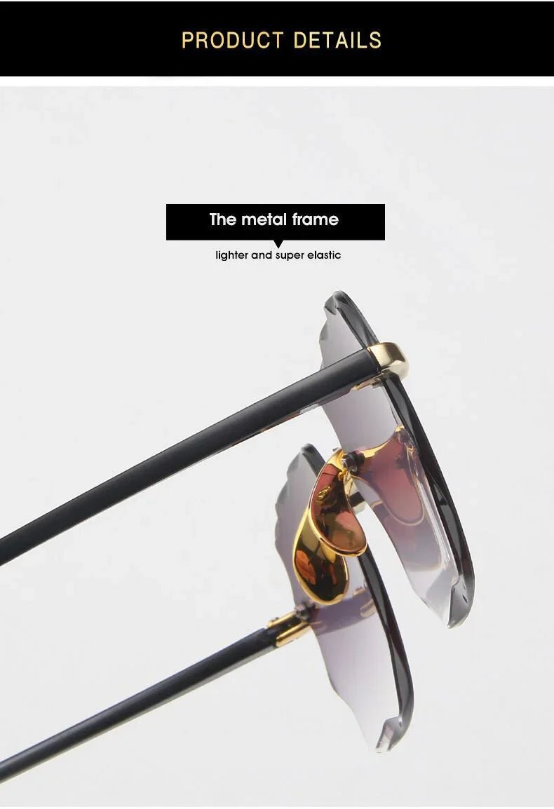 Cat Shop Boys - Luxury Sunglasses Europe and The United States Rimless Square Fashion Glasses Ladies Street Shoot Catwalk Sunglasses