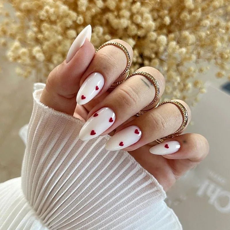 Cat Shop Boys - Medium - length Acrylic Almond Fake Nails Art Cool Hottie Girl Wear False Nails Europe and USA Press on Nail Removable French Nail