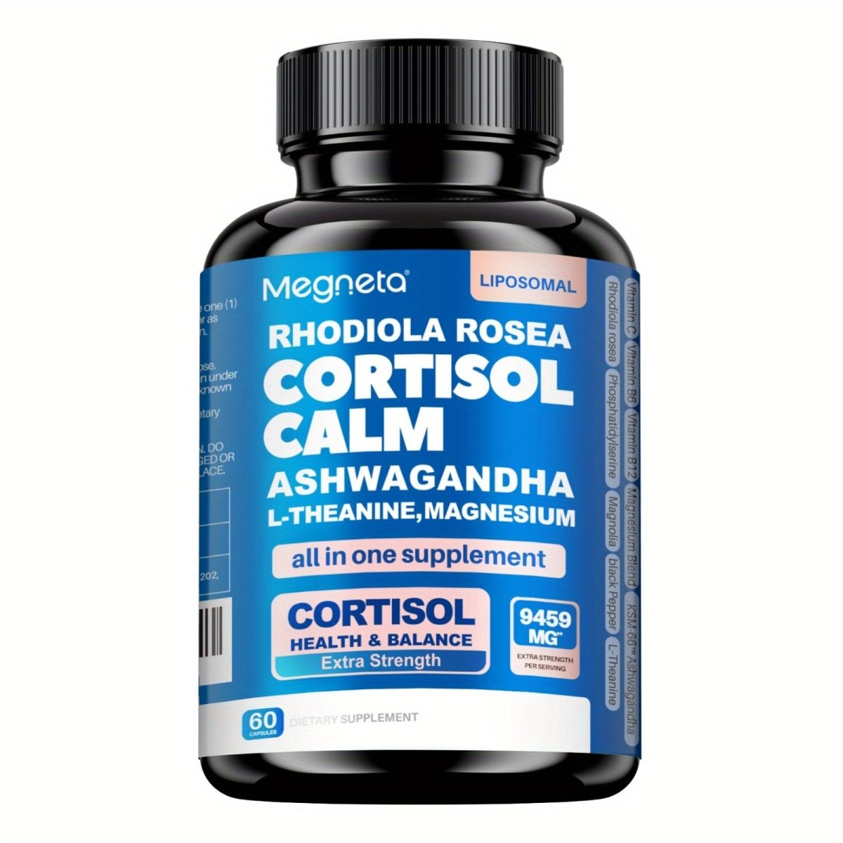 Cat Shop Boys - Megneta Stress Manager – Balanced Cortisol&Energy, Restful Sleep & Mood Enhancement With Rhodiola Rosea, Ashwagandha, L - Theanine & Magnesium 60 Capsules, 60 - Day Supply