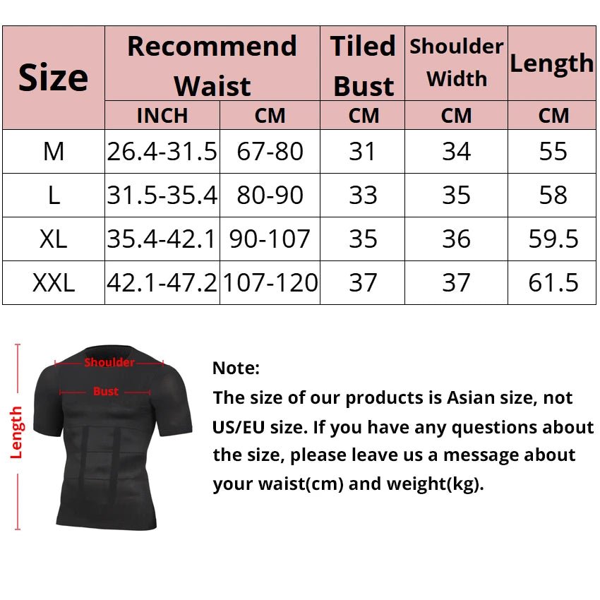 Cat Shop Boys - Men Body Shapers Fitness Elastic Abdomen Tight Fitting Short Sleeve Shirt Tank Tops Shape Underwear Slimming Boobs Shaping