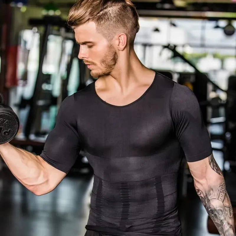 Cat Shop Boys - Men's Slimming Shaper Posture Vest Men's Compression T-Shirt Body Building Fat Burn Chest Tummy Shirt Slim Dry Quick Under Shirt