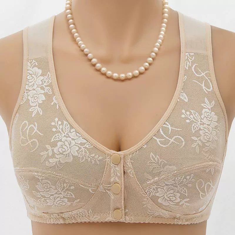 Cat Shop Boys - Middle - Aged and Elderly Cotton Bra Front Buckle Ladieswear Vest - Style Wireless Thin Bra Elderly plus Size Cloth Intimates Women