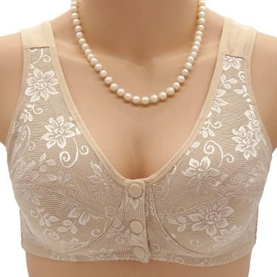 Cat Shop Boys - Middle - Aged and Elderly Cotton Bra Front Buckle Ladieswear Vest - Style Wireless Thin Bra Elderly plus Size Cloth Intimates Women