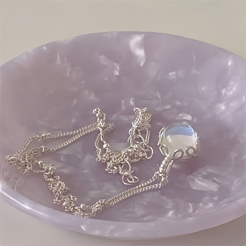 Cat Shop Boys - Minimalist S925 Silver Moonstone Round Pendant Necklace With A Sense Of Unique Design, Exuding A High - end And Sophisticated Clavicle Chain For Women