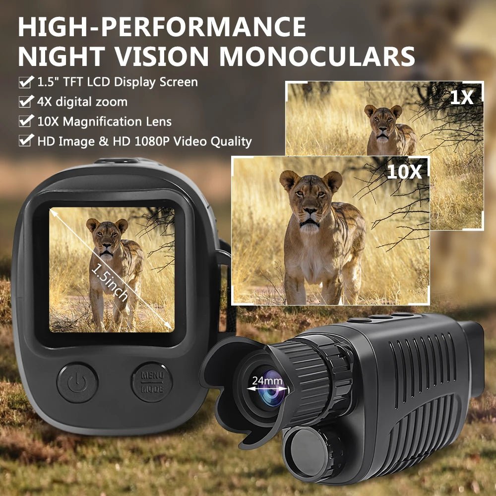 Cat Shop Boys - Monocular Night Vision Device 1080P HD Infrared Camera 5X Digital Light Zoom Hunting Telescope Outdoor Search Full Darkness 300m