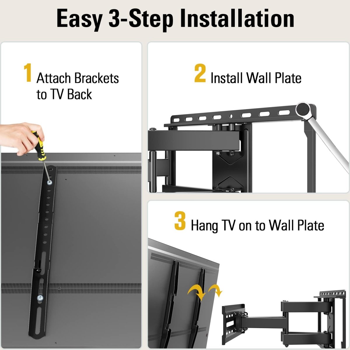 Cat Shop Boys - Mounting Dream TV Wall Mount for 32 - 65 Inch TV, TV Mount with Swivel and Tilt, Full Motion TV Bracket with Articulating Dual Arms, Fits 16inch Studs, Max VESA 400X400 mm, 99lbs, MD2380