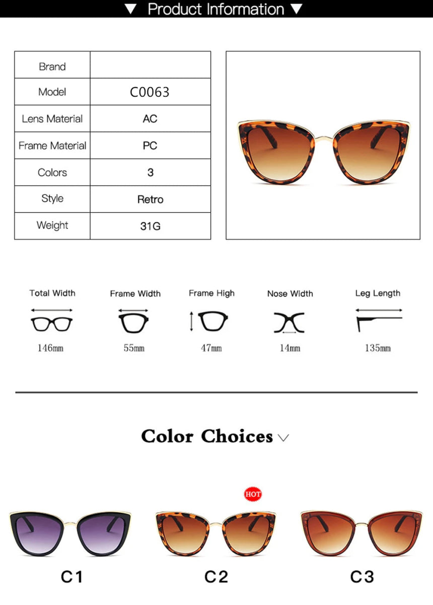 Cat Shop Boys - MUSELIFE Cateye Sunglasses Women Vintage Gradient Glasses Retro Cat eye Sun glasses Female Eyewear UV400