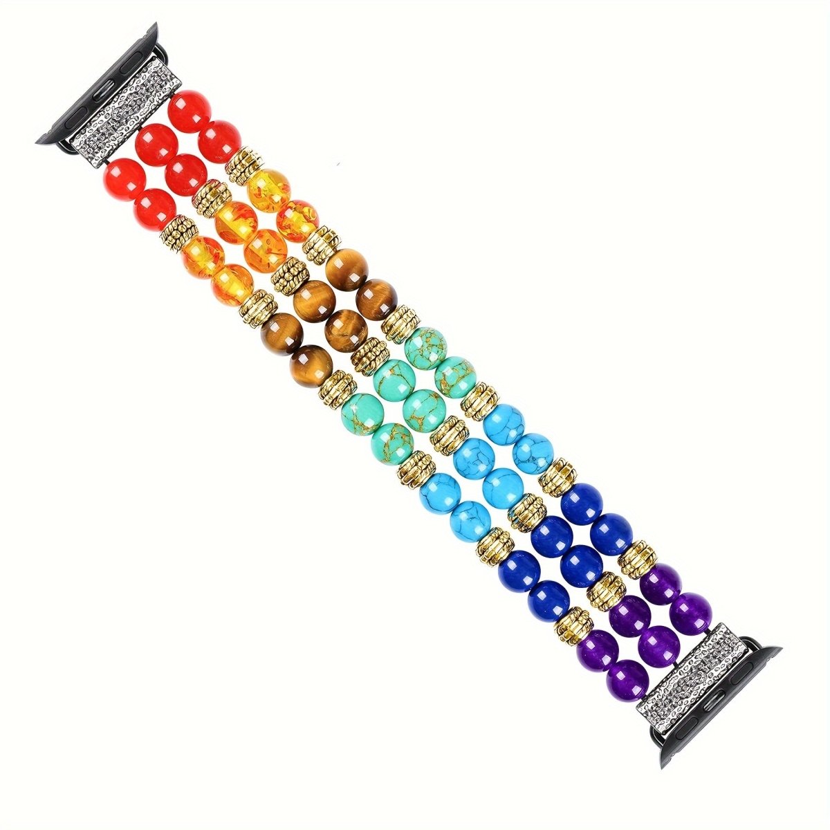 Cat Shop Boys - Natural Stone 7 Chakras For Apple Watch Bands For Women 7 Chakra Healing Bracelet Beaded Band Compatible With For IWatch Series SE 6 5 4 3 2 1 38mm 40mm 42mm 44mm With Stainless Steel Adapter