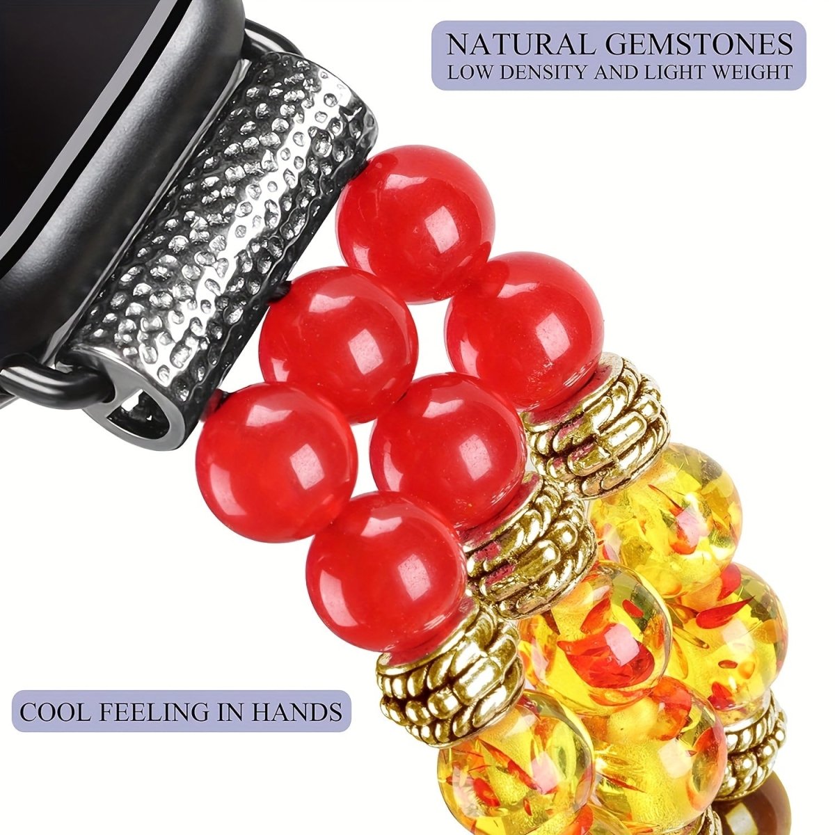 Cat Shop Boys - Natural Stone 7 Chakras For Apple Watch Bands For Women 7 Chakra Healing Bracelet Beaded Band Compatible With For IWatch Series SE 6 5 4 3 2 1 38mm 40mm 42mm 44mm With Stainless Steel Adapter