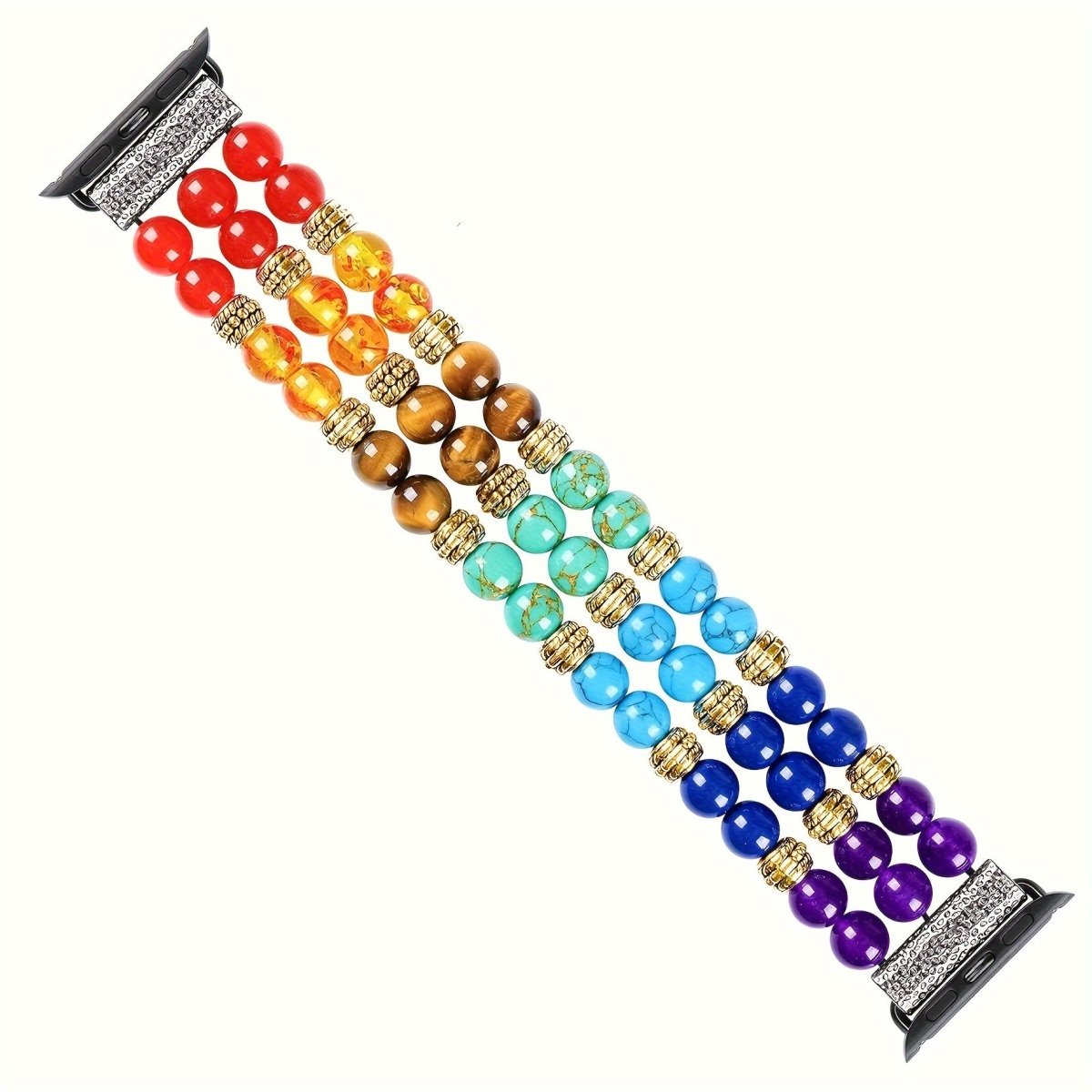 Cat Shop Boys - Natural Stone 7 Chakras For Apple Watch Bands For Women 7 Chakra Healing Bracelet Beaded Band Compatible With For IWatch Series SE 6 5 4 3 2 1 38mm 40mm 42mm 44mm With Stainless Steel Adapter